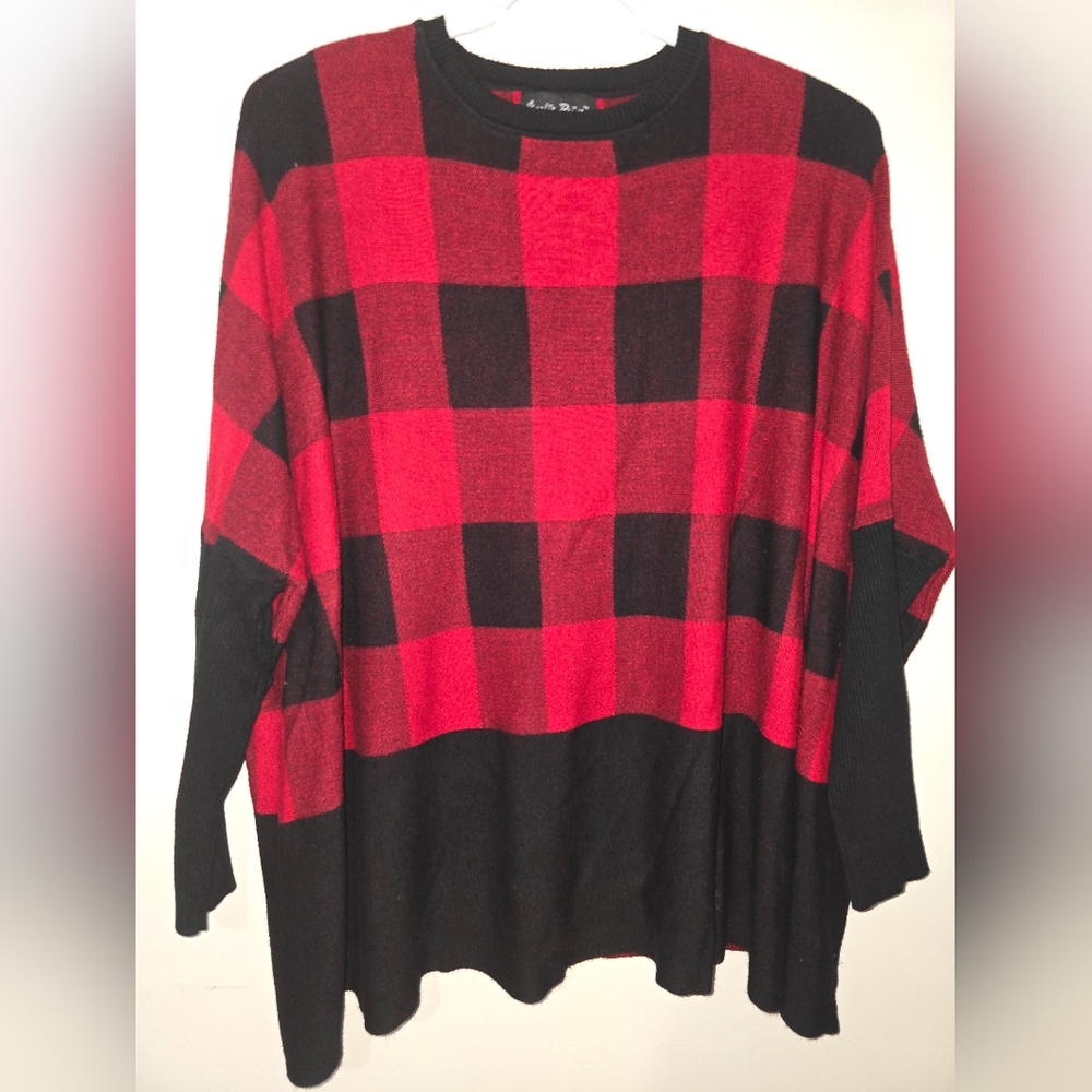 Charlie Paige Black and Red Buffalo plaid sweater